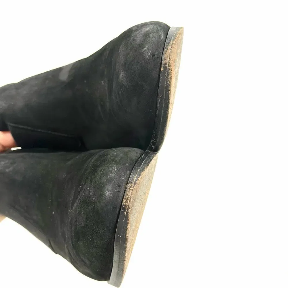 Eileen Fisher Black Suede Leather stretch bootie 7
